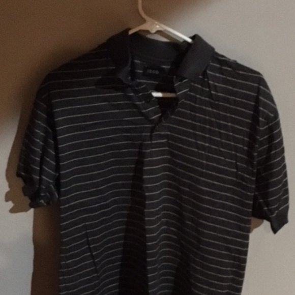 Dressy Black shirt with shiny silver stripes - Picture 1 of 1